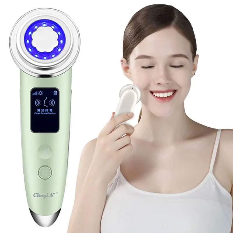 

LED Photon Light Therapy Vibration Heated Facial Massager Skin Rejuvenates Face Lifting Tighten Remover Wrinkle Electric