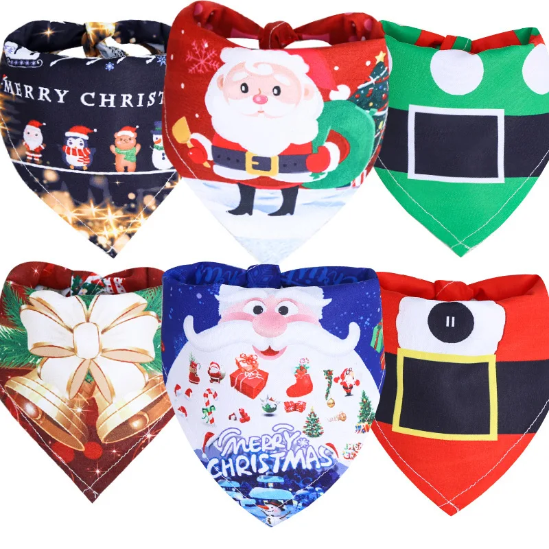 

Pet Dog Triangle Bandanas Christmas Accessories For Small Large Breeds Dogs Clothes Decorate Puppy Scarf Collar Neckerchief Ties