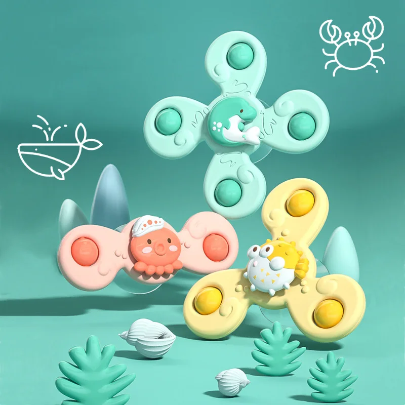 

1pcs Bathing Sucker Fidget Spinner Suction Cup Toy ABS Insect Gyro Toy Relief Stress Educational Fingertip Rattle Teether Toys