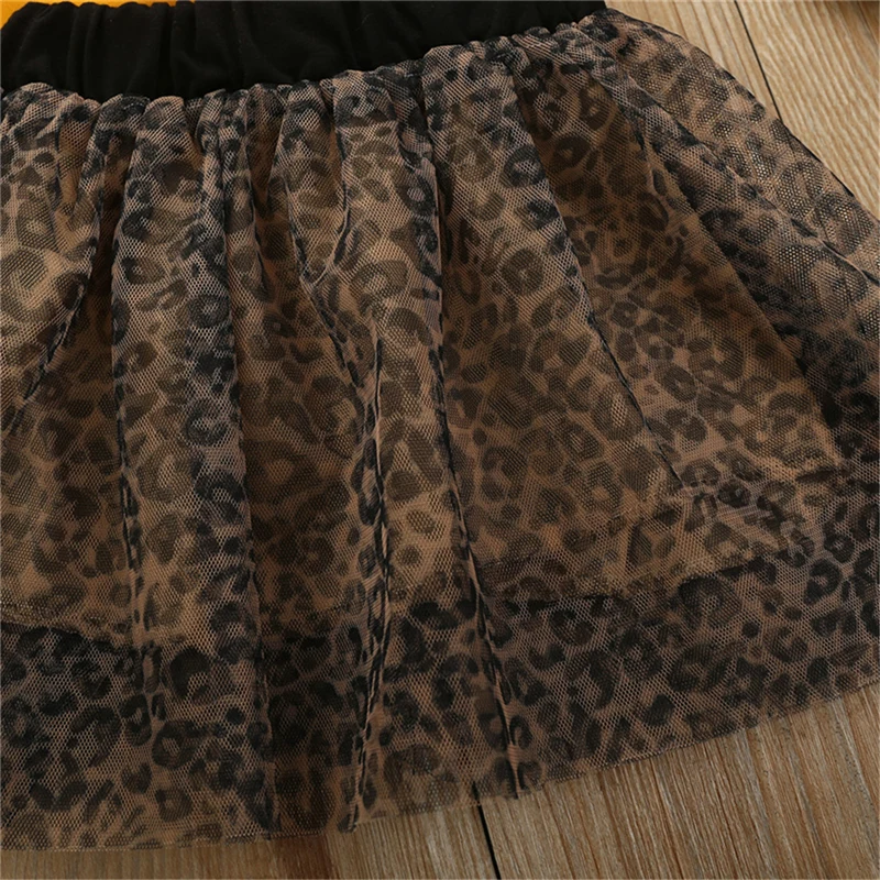 2020 детская одежда для девочек футболка с коротким рукавом леопардовая мини-юбка