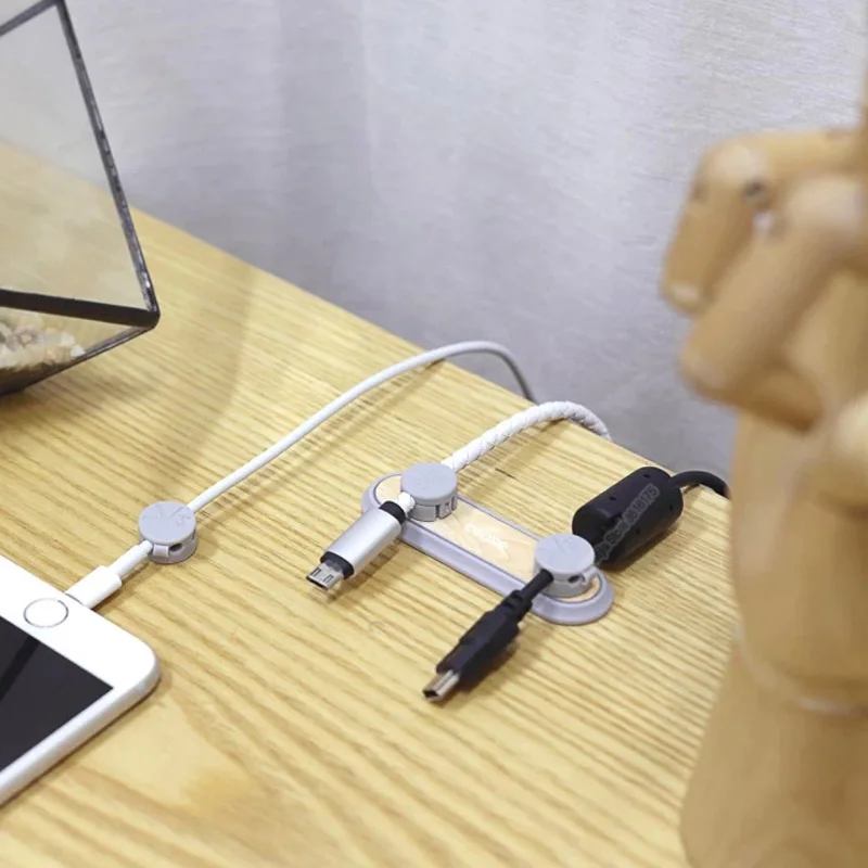Youpin Bcase TUP2 Magnetic Absorption Cable Clip Holder Compatibility Practical Base Wood Texture | Электроника
