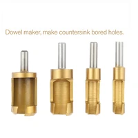 titanium coated plug cutter counter bored 6 16mm hole wood timber drill four piece sleeve type titanium plated cork drill