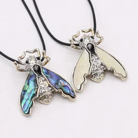 fashion necklace natural shell with carved lifelike insect shape alloy pendant necklace for unisex charms jewelry gift 40x43 mm
