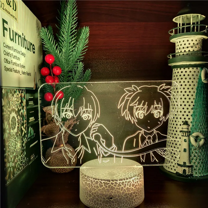Аниме класс убийц Akabane Karma and Shiota Nagisa 3d светодиодный ночсветильник лампа для