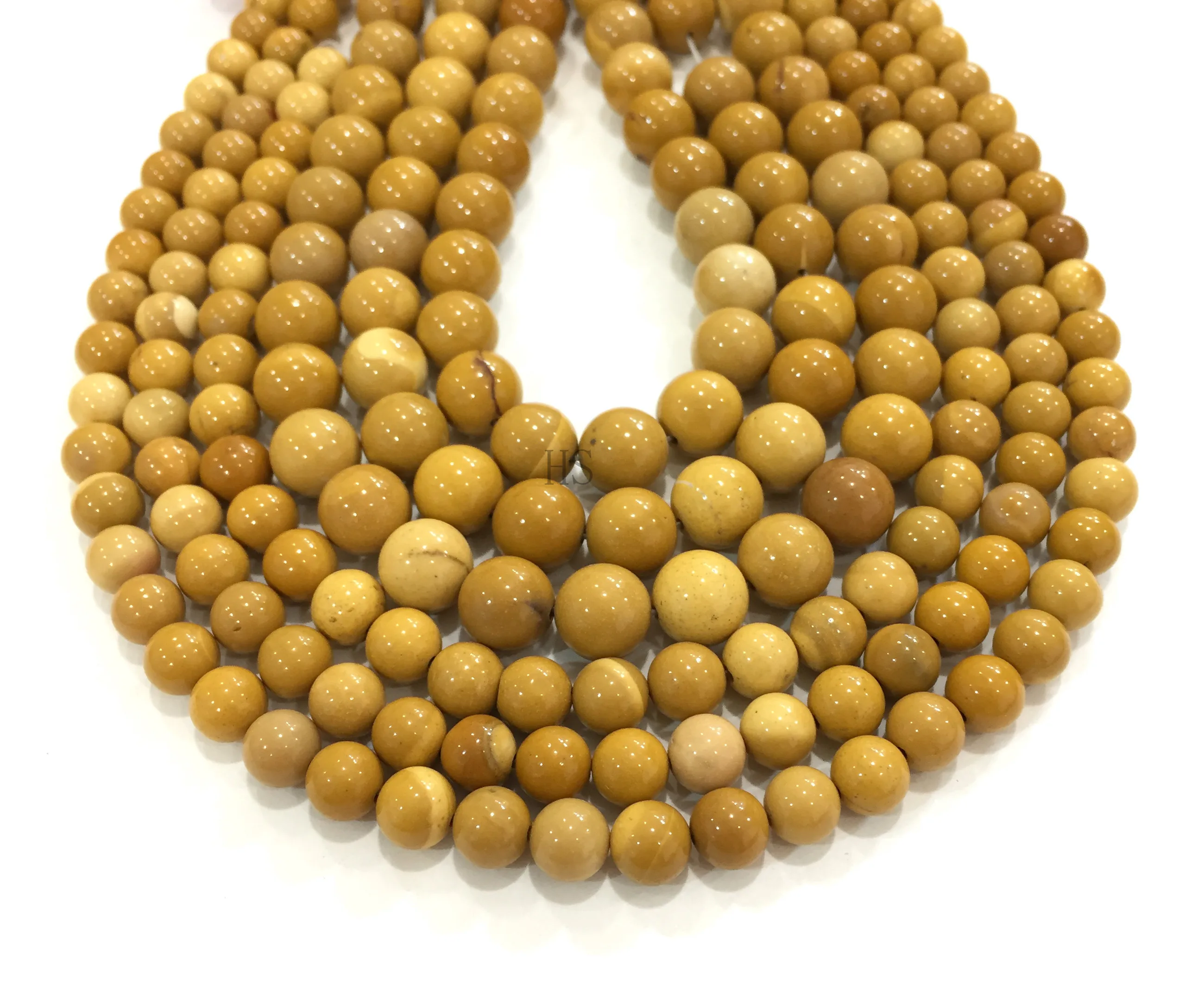 Natural Mookiate Smooth And Round Beads Yellow Loose Gemstone DIY Jewelry For Making Necklace Bracelet Earring | Украшения и