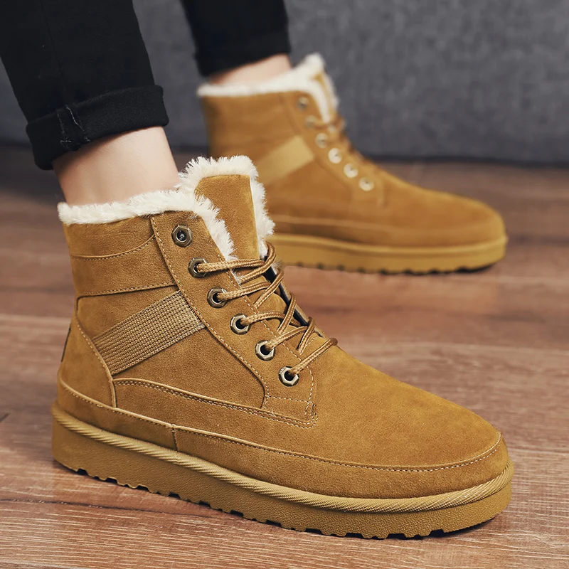 Кожаные ботинки для снежной погоды мужские короткие Мужская обувь из хлопка