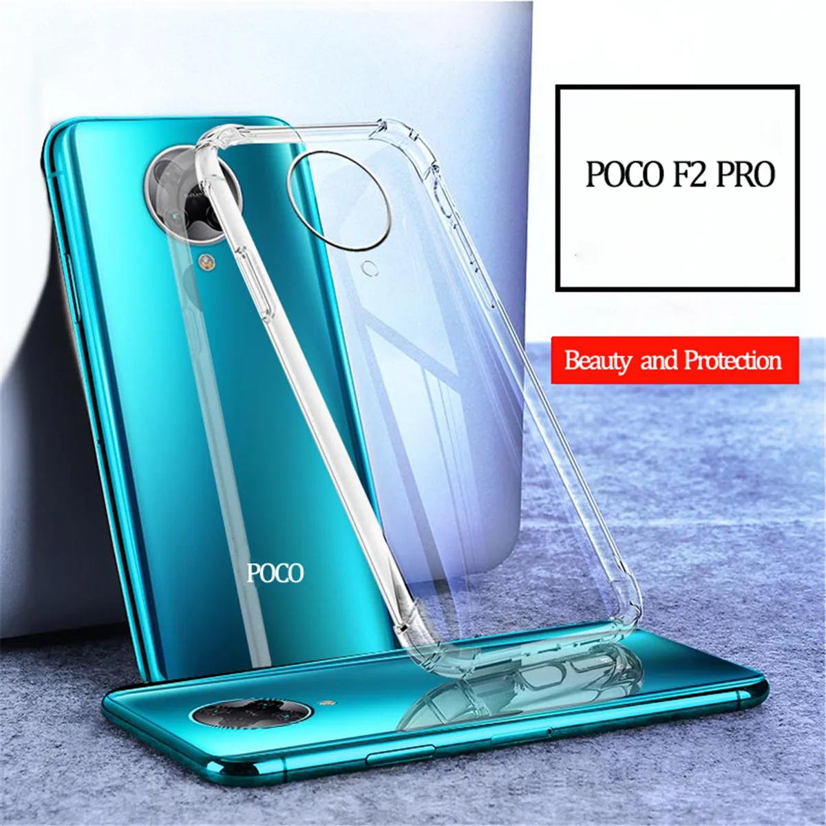 3-in-1 pelicula glass For pocophone poco f2 pro Transparent Airbag Case pocofone Armor BackCover xiaomi poco-f 2-pro | Мобильные