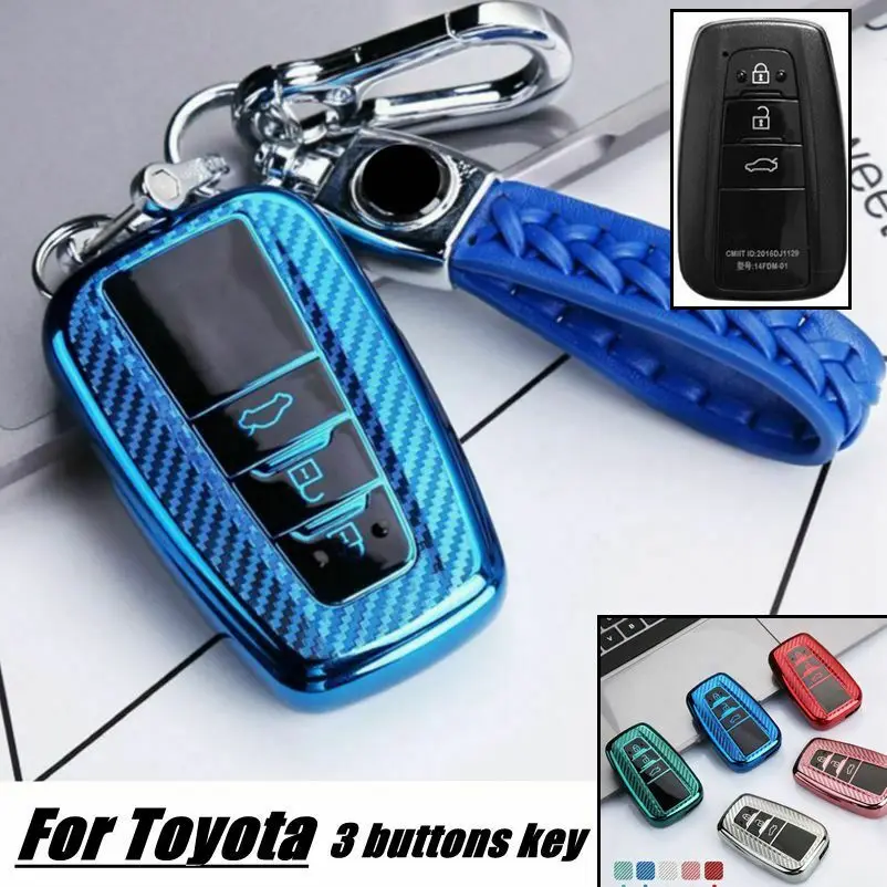 1 шт. углеродного TPU чехол для автомобиля брелка с ключом Toyota Camry CHR Prius Corolla RAV4 Avalon