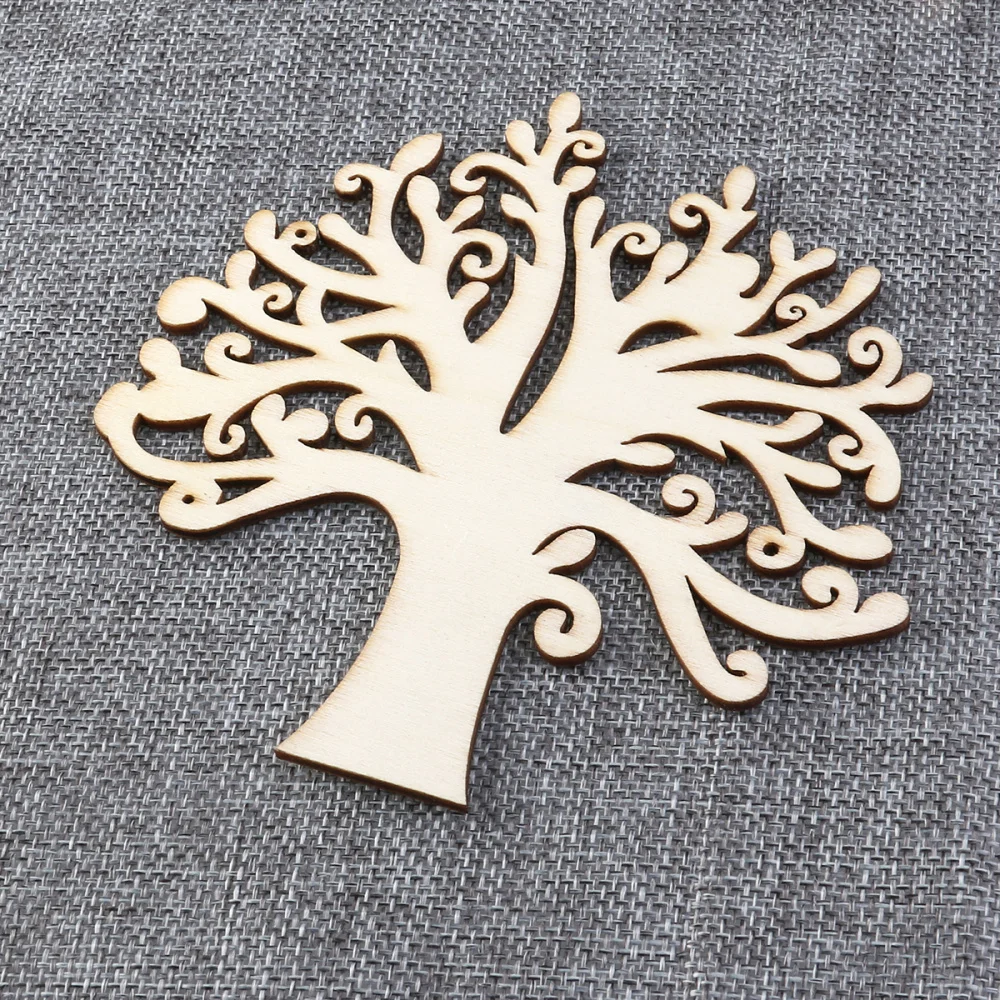 

10pcs Blank Wooden Tree Embellishments for DIY Crafts Embellishments (Wood Color)