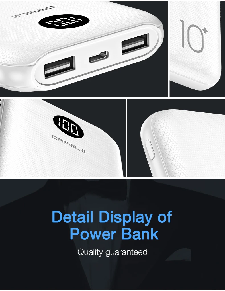 CAFELE внешний аккумулятор, 10000 мА/ч, двойная портативная быстрая зарядка, 10000 мА/ч, внешний аккумулятор для iPhone X, Xiaomi Mi, 9, huawei, внешняя батарея