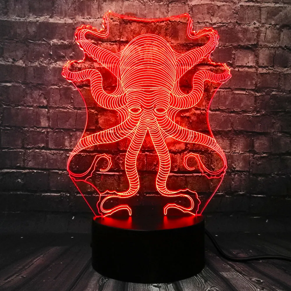 Яркие 3D животных Осьминог Каракатица RC USB светодиодный светильник Подводный мир