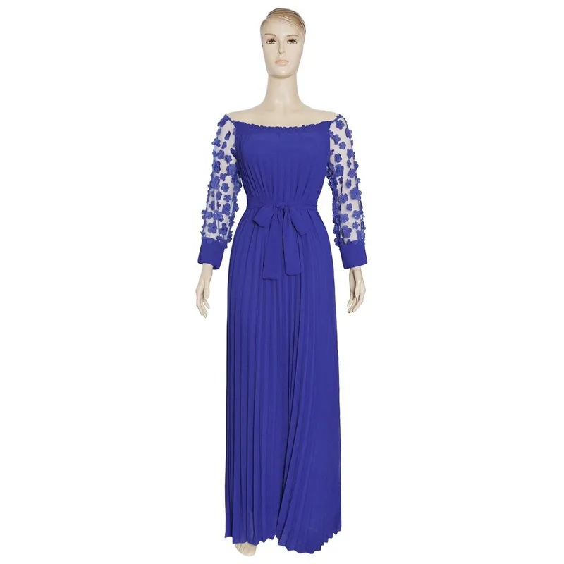 В африканском стиле длинное платье Для женщин Слэш шеи с открытыми плечами