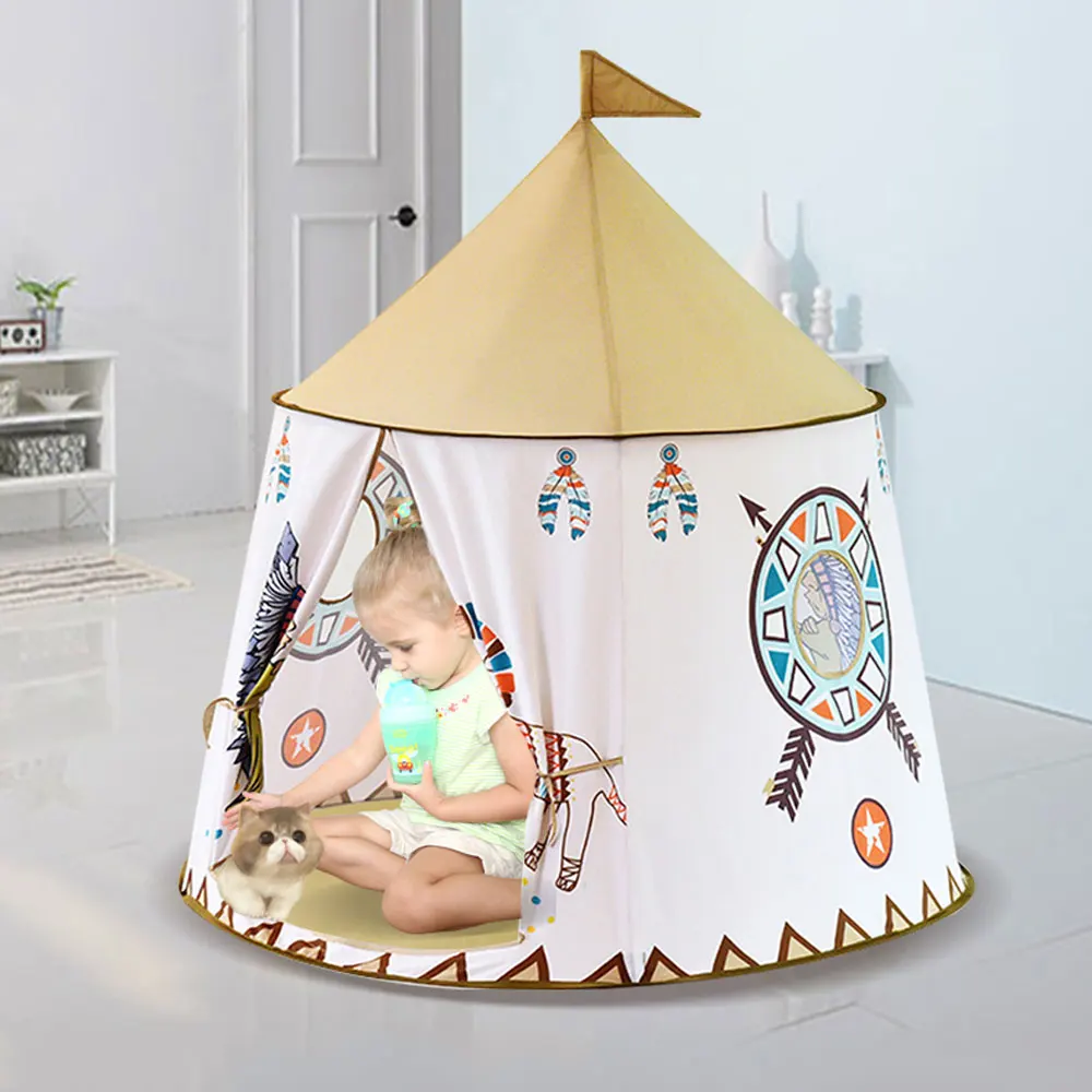 123*116cm Portable Children's Tent House Wigwam Foldable Kids Tent Child Tipi Ball Pit Play Tent Toys For Girls Boys New Years