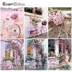 Алмазная мозаика с изображением цветов и велосипеда