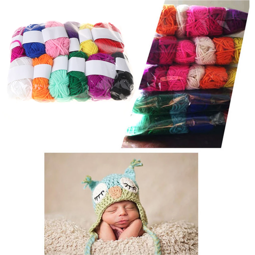 

12 Assorted Colors Children DIY Knitting Wool Yarn Crochet Acrylic Fiber Line