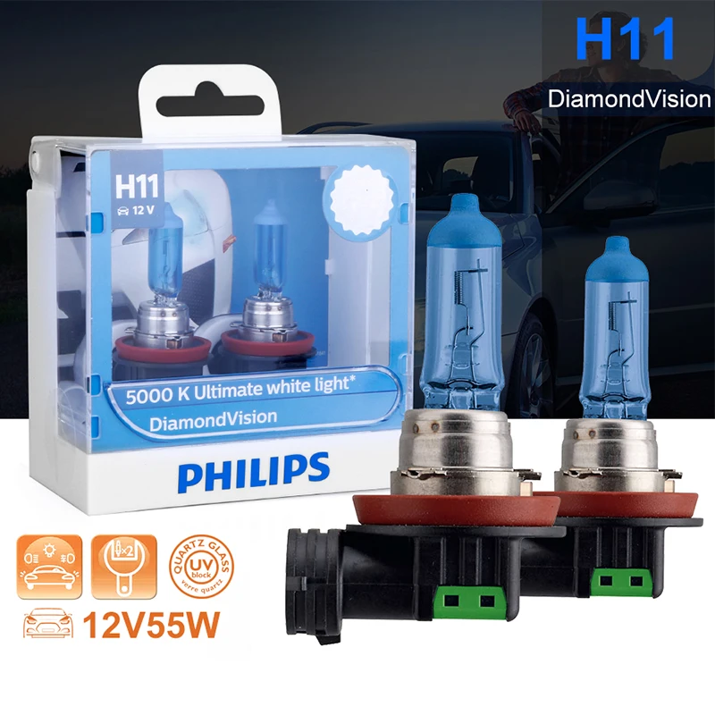 Philips h11 галогенная лампа 55 Вт 12 В алмазное видение 5000 К Окончательный белый