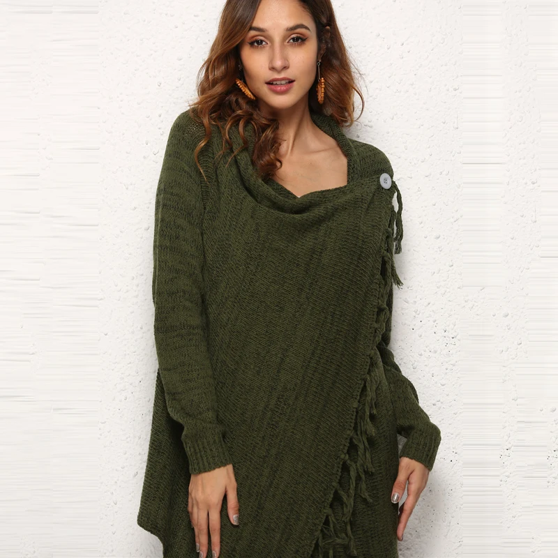 Lossky Sweaters Top Women Autumn Winter Long Sleeve Knitwear Tassel Shawl Coats Black Ladies Loose Cardigan Jackets 2019 |