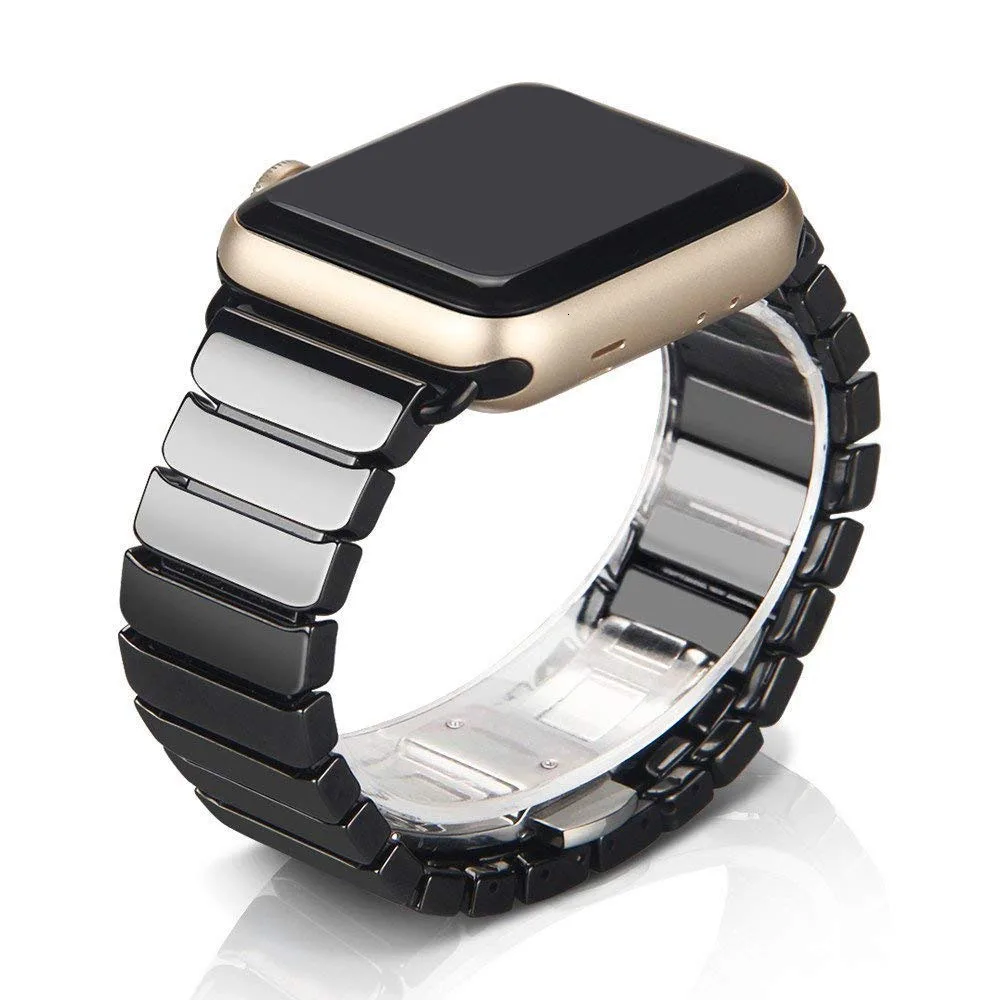 

Ремешок керамический для Apple Watch Band 44 мм 40 мм 42 мм 38 мм, браслет из нержавеющей стали с пряжкой для наручных часов iWatch Series 6 se 5 4 3