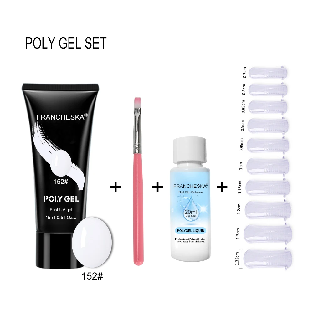 4pcs poly kit white Francheska полигель-лак жидкий Слип раствор лак для акрилового строительного наращивания гель полигель жидкий 20 мл - Цвет: 4pcs poly kit white