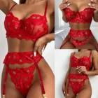 Женское нижнее белье, сексуальное однотонное нижнее белье, бюстгальтер без косточек, женские трусики, кружевное экзотическое нижнее белье с вышивкой