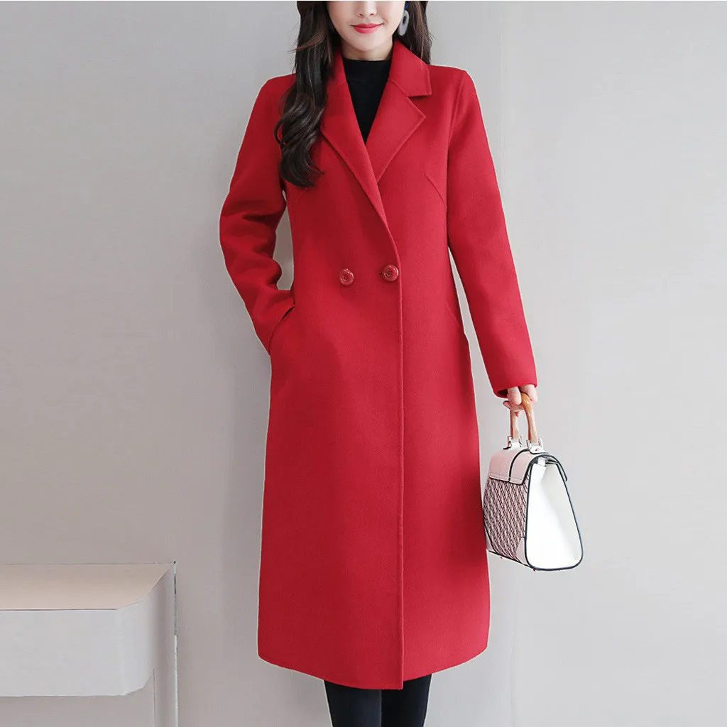 

9s 2020 newest Women Casual Button Coat Elegant Long Sleeve Work Office Fashion Jacket winter coat women korean@8