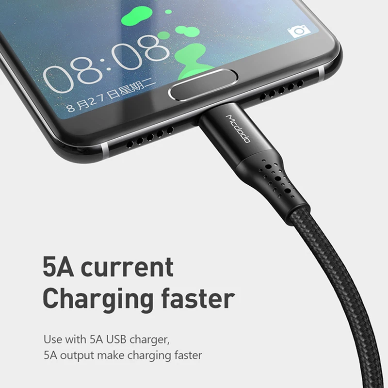 Кабель Mcdodo USB C 5A Сверхбыстрая зарядка 40 Вт для Huawei OPPO VOOC флэш-зарядное устройство