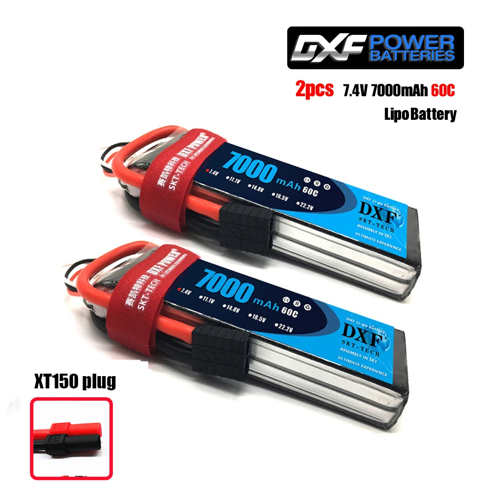 2S7000SoftCase-XT150 2 шт. DXF 2S 3S 4S 7,4 V 11,1 V 14,8 V 7000 мА/ч, 60C Lipo Батарея RC Запчасти жесткий чехол деканов/T для TRX 4 Багги автомобилей Самолет лодка - Цвет: 2S7000SoftCase-XT150