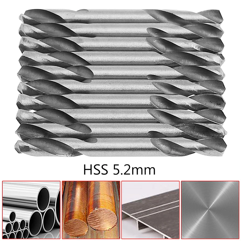 

10Pcs 5.2mm HSS Double Ended Spiral Torsion Drill Tools Drill Set