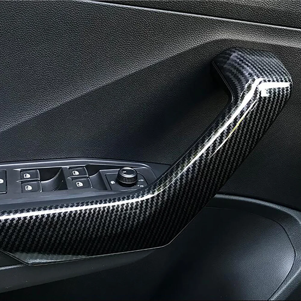 

For VW Volkswagen T-ROC TROC 2017 2018 2019 2020 Carbon Fiber Inner Door Armrest Handle Cover Trim Car Interior Accessories