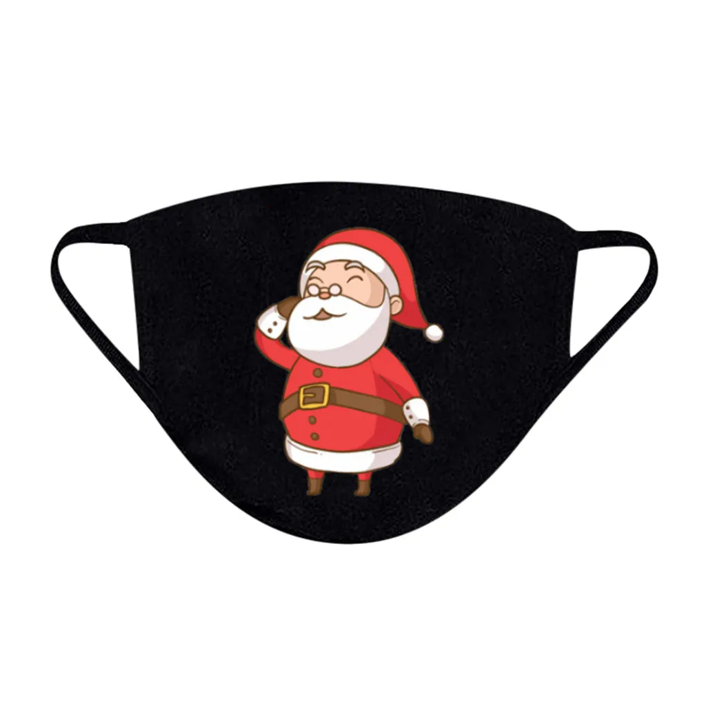 

Black Cute Santa Printing Mascarillas Washable Cotton Children Mask 1PC Face Mask Reusable Masque Protection Mondmasker