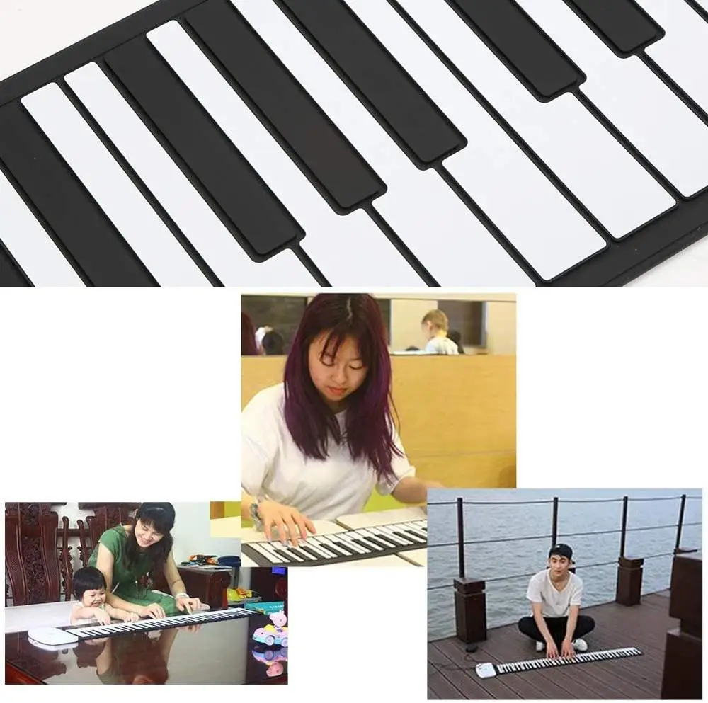 Roll up Piano Standard 61keys Portable Piano Keyboard Build in Loud Speaker,128 Tones and Rhythms for Children Beginners