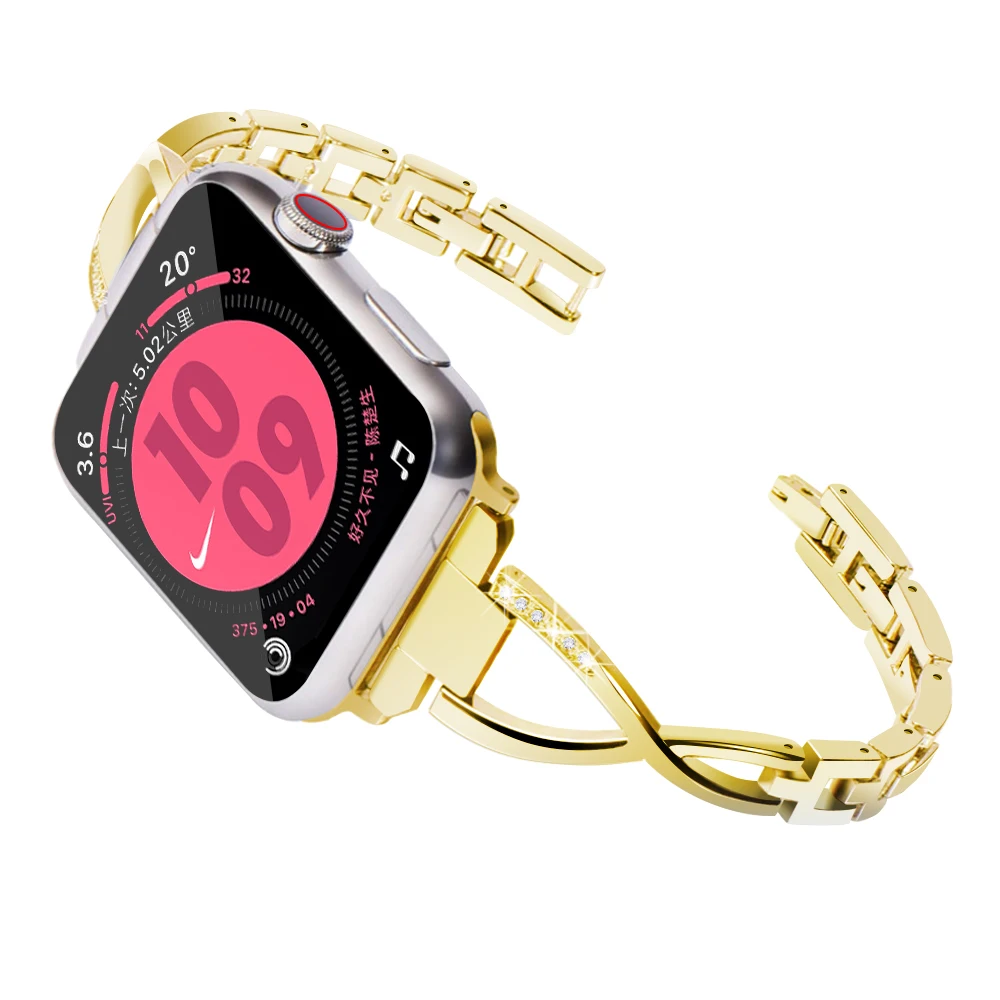 

Crystal Diamond Strap for Apple Watch 6 SE 5 4 Band Series 44mm 40mm Stainless Steel Bracelet for iWatch Watchtband 3 2 38mm42mm