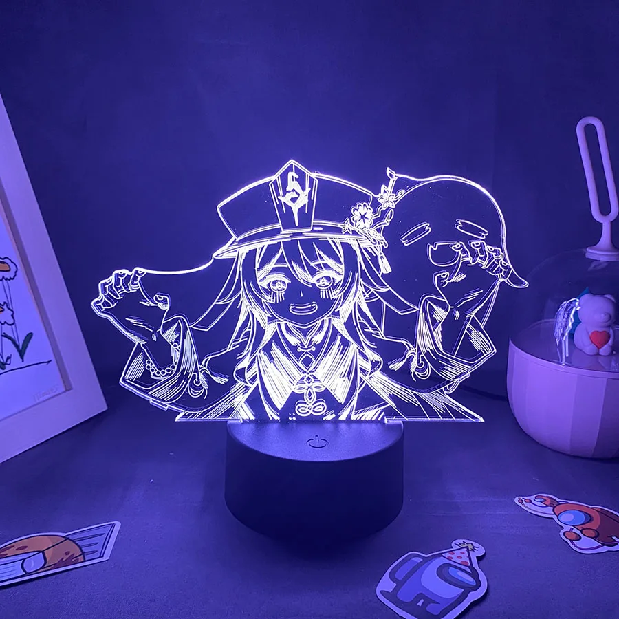 

Genshin Impact Hutao 3D Anime Figure Lava Lamp Colorful LED Night Lights Xmas Gift for Women Bedroom Decor Gaming Room Genshin