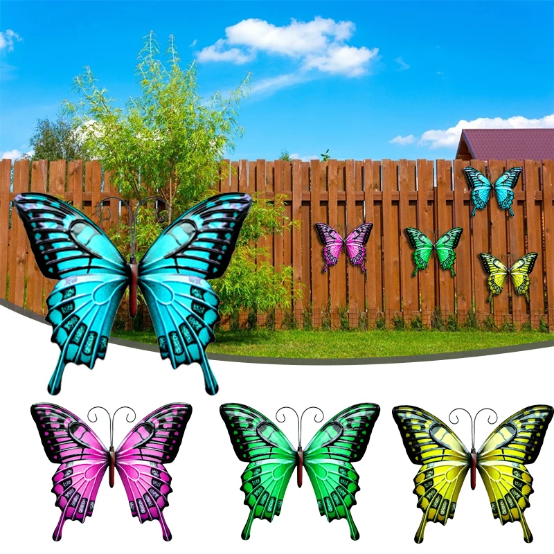 

2021 Metal Butterfly Wall Art Decor Beautiful Vintage Sculptures Ornament for Home Patio Garden @LS