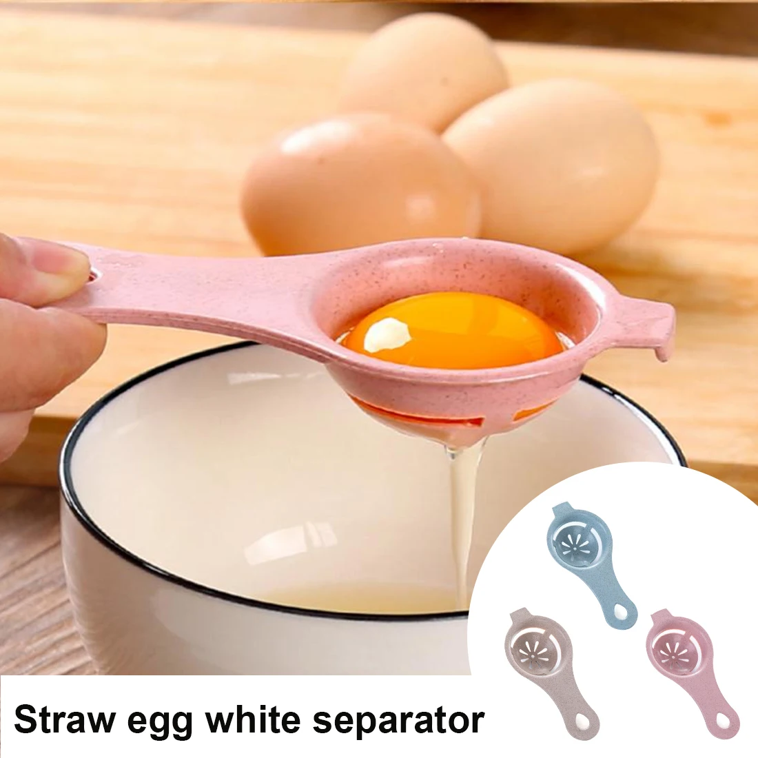 

Mini Egg Yolk White Separator Egg Separator Creative Wheat Straw Egg Yolk Separator Egg Tool Kitchen Tools khaki/Pink/Blue