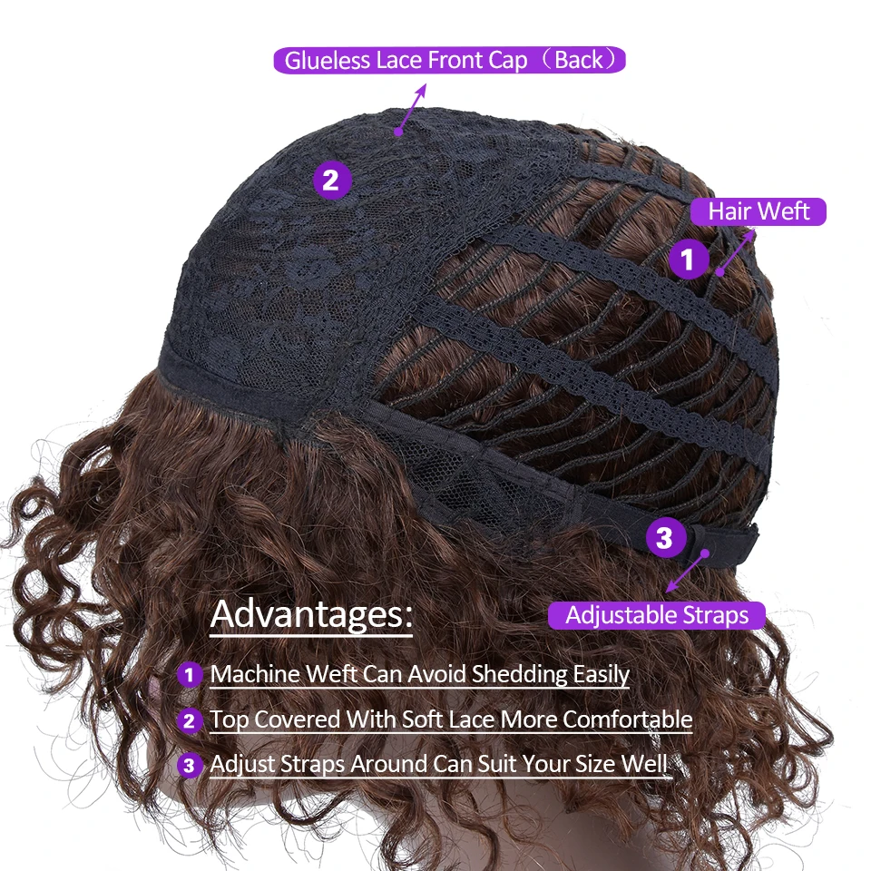 HairUGo бразильские волосы парики короткие кружевные передние кудрявые человеческие волосы парики для черных женщин машина сделанная парик шнурка не линяя волосы remy