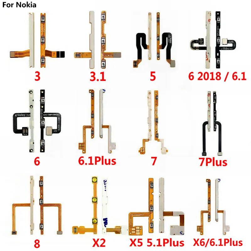 

New Power On / Off Button Volume Button Mute Switch Flex Cable For Nokia X6 X5 8 7 6 5 3 3.1 Plus 3.1+ 2 XL X2 / 7 Plus