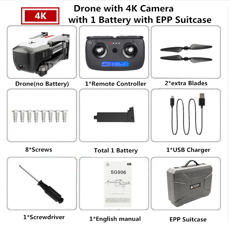 1 White-4K-Epp Box Дрон SG906 4K gps Дроны с камерой HD бесщеточный Квадрокоптер сопротивляющийся сильному ветру селфи Квадрокоптер с камерой VS F11 B5W - Цвет: 1 White-4K-Epp Box