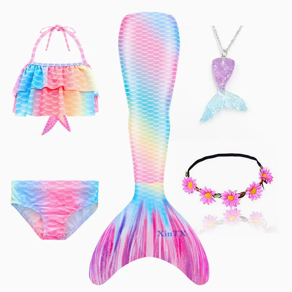 Купальник детский с хвостом русалки пляжная одежда для плавания купальник