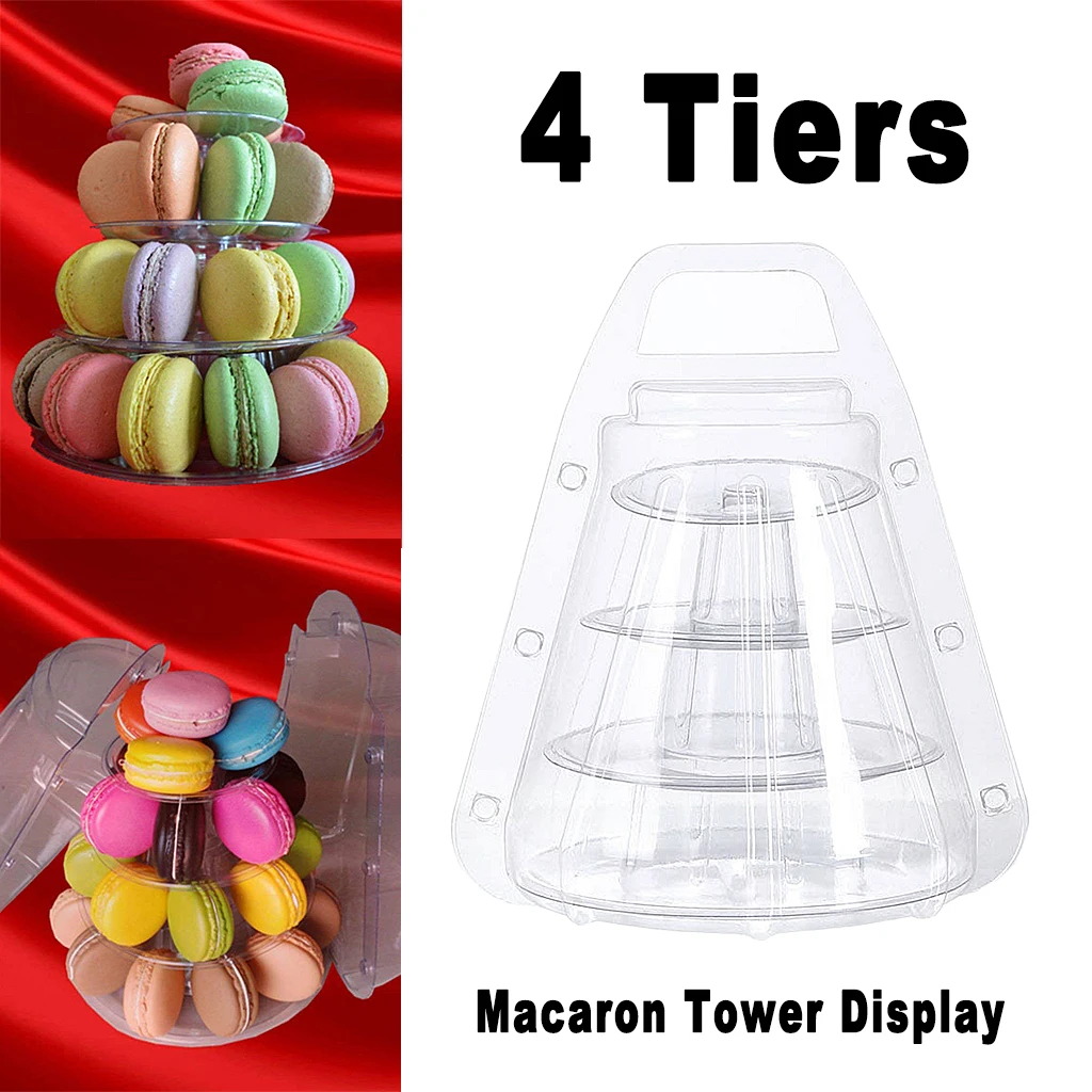 

Amagogo Clear 4 Tier Lightweight Plastic Macaron Tower Display With Carrying Case