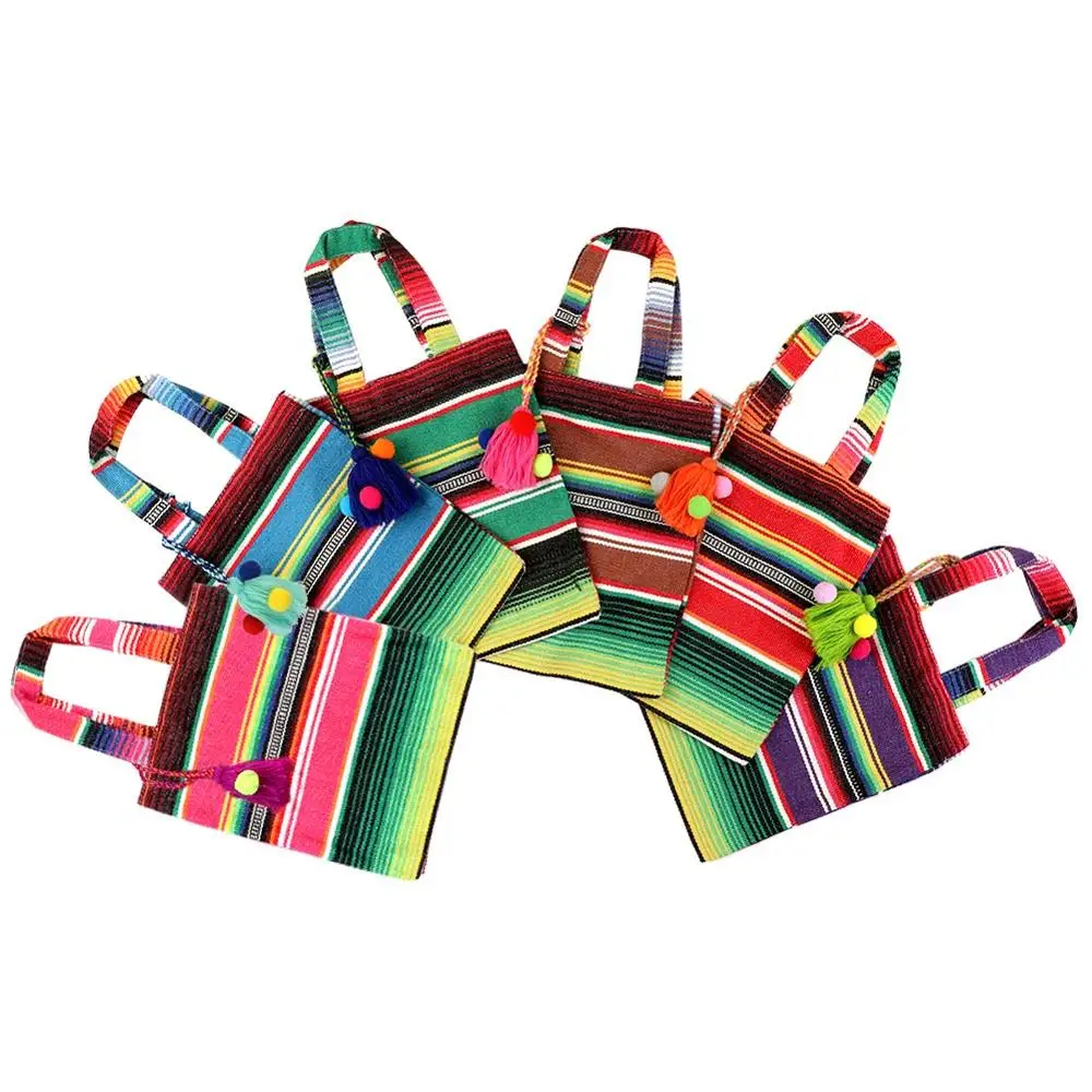 6pcs OurWarm Мексиканская фиеста тематические вечерние украшения хлопок настольная дорожка скатерть путешествия Serape войлок баннер бумажный вентилятор товары для дома - Цвет: 6pcs