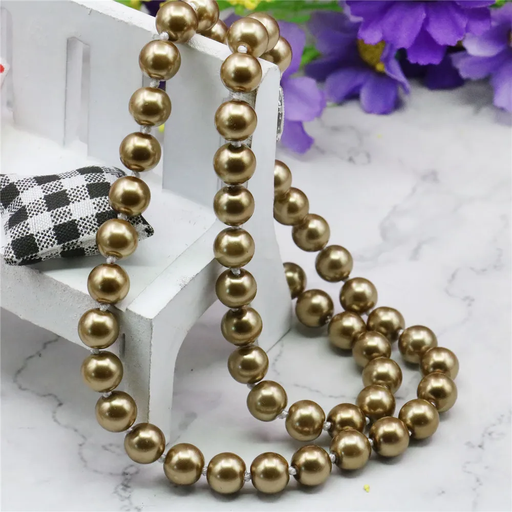 2021 8mm Silvercolor Champagne South Sea Shell Pearl Necklace Jewelry Rope Chain Beads Natural Stone (Min Order1) | Украшения и