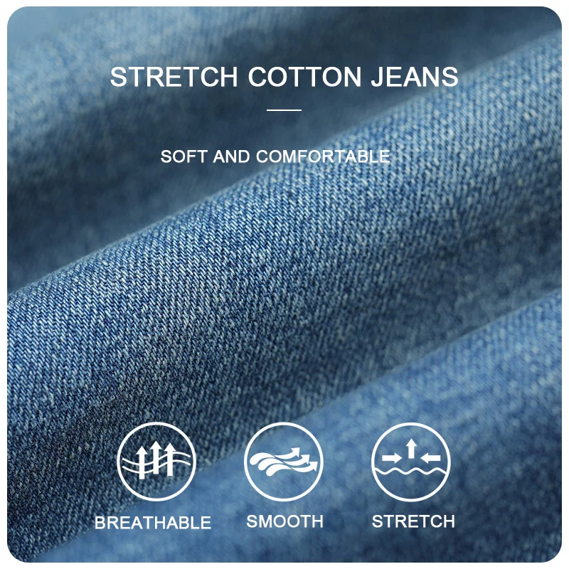 2021 Men's Jeans Spring and Autumn Mid-Waist Casual Jeans Fashion Straight-Leg Pants Cotton Casual Trousers Men's Bottoms 18-35Y