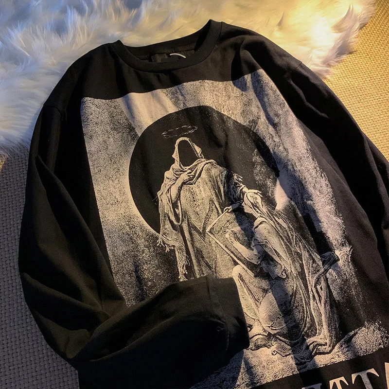 

2021 New Autumn Streetwear Sweatshirts Korean O Neck Long Sleeve Oversize Hoodies Vintage Print Harajuku Hip Hop Hoodie