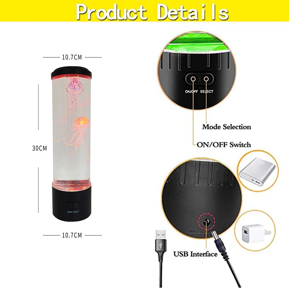 Светодиодный ночсветильник USB лампа для аквариума имитация Медузы светодиодный