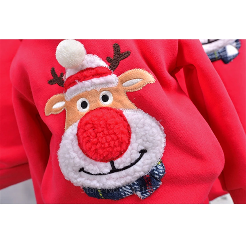Christmas Family Matching Outfits New Year Family Look Mother and Daughter Clothes Red Elk Winter Warm Xmas Hoodies