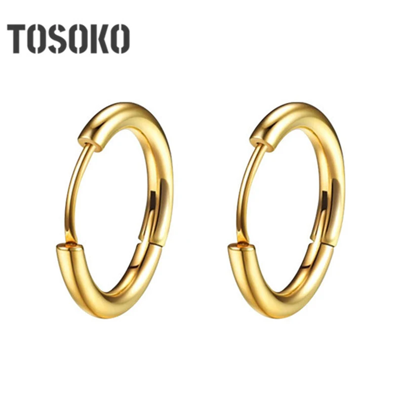 

TOFFLO 316L Stainless Steel Ear Buckle for Women Simple Classic Small Steel Earrings Stud Thin Hoops Earrings Jewelry Gift BSF01