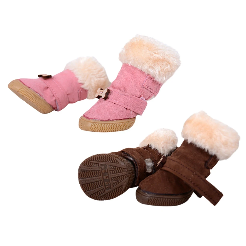 

4Pcs/Set Dog Shoes Warm Waterproof Puppy Paw Protectors Booties Pet Snow Boots for Small Dogs Chihuahua Yorkie Shoes