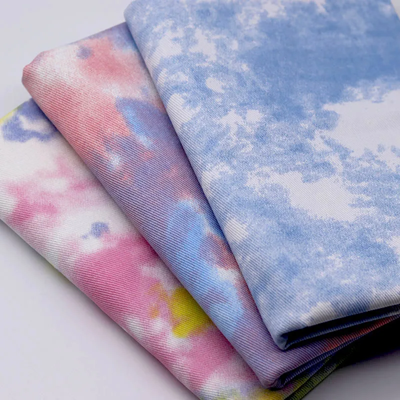 Джинсовая ткань для платья разноцветные хлопковые узоры с галстуком шитья