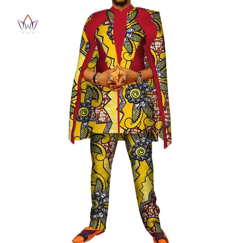 Африканский принт 3 шт. мужские комплекты Топ dashiki и брюки и халат набор Базен размера плюс традиционная африканская одежда 6XL WYN327 - Цвет: 22